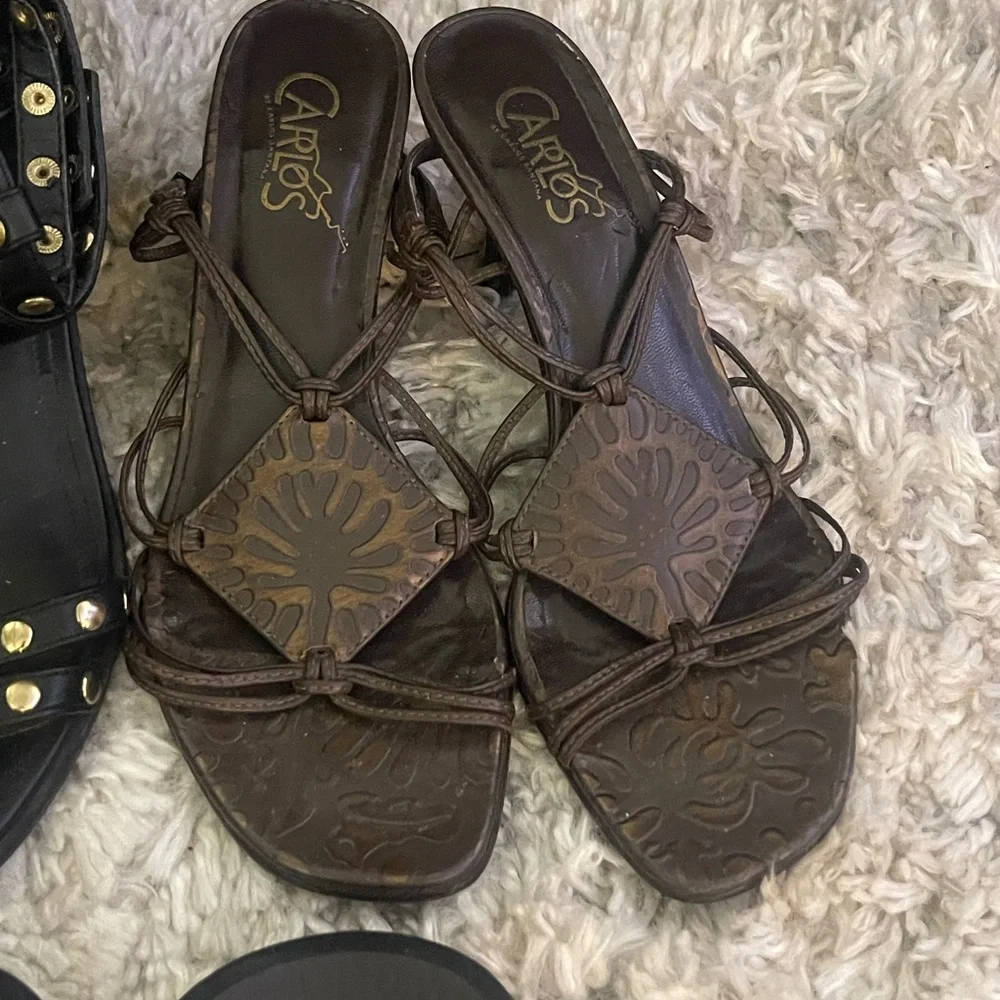 5 Pairs Women’s Size 7 Shoes Sandals Heels Bundle Dress Shoes Black‎ & Brown